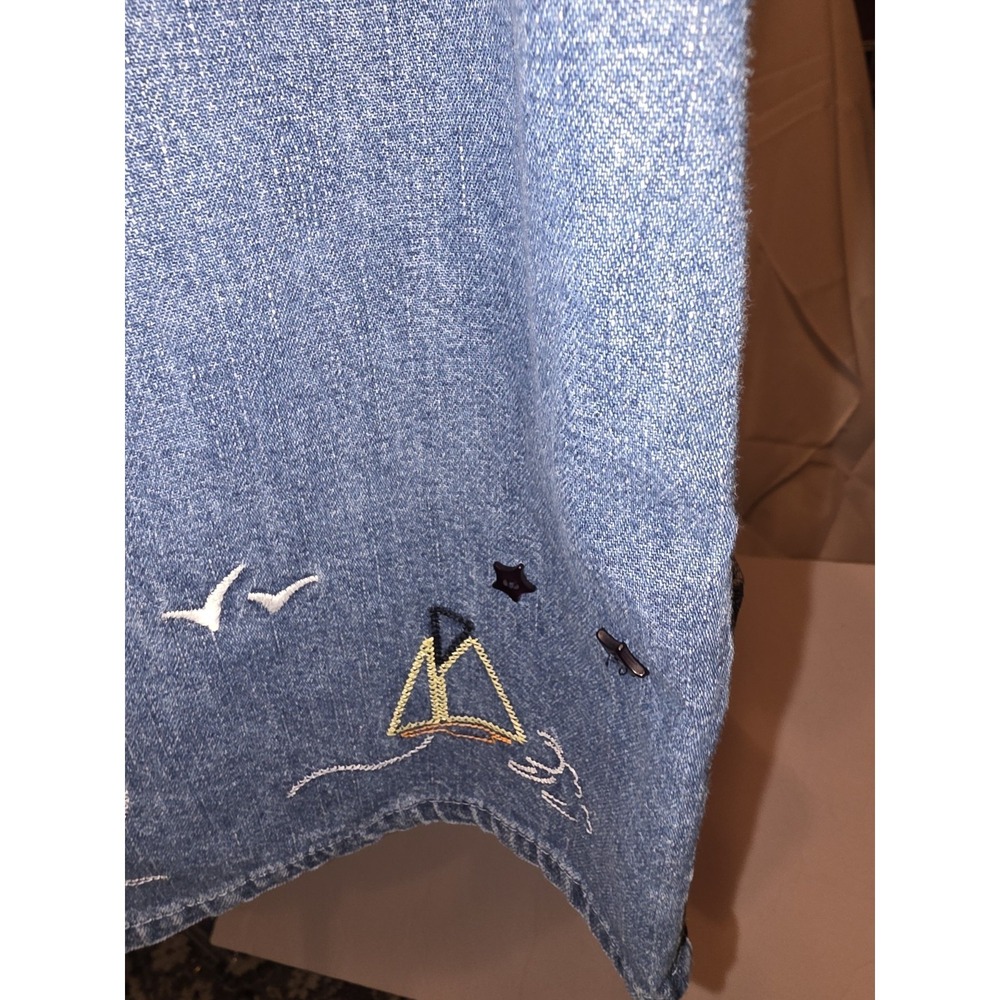Christopher & Banks Size L Denim Jacket Shirt Sailing Theme. 23" PTP,  26" Long. - Picture 4 of 12